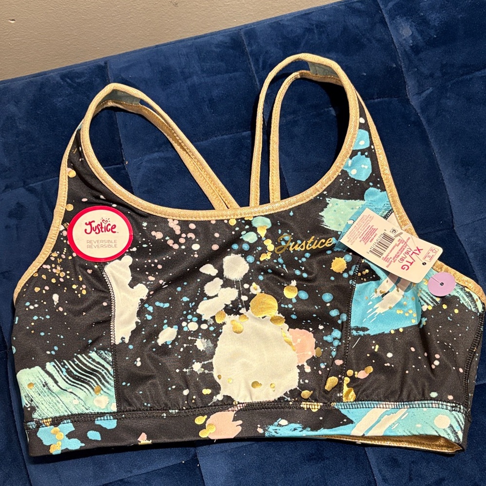 Justice Colorful Splatter Sports Bra